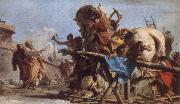 TIEPOLO, Giovanni Domenico The Building of the Trojan Horse The Procession of the Trojan Horse into Troy Spain oil painting artist